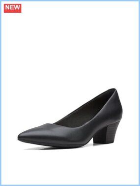 Women's Court Shoes Black Leather Heels Pumps 50mm